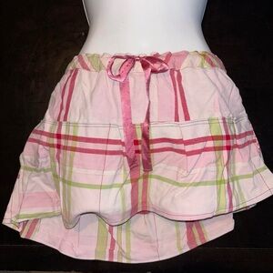 J. Crew Pink and Green Plaid Mini Skirt